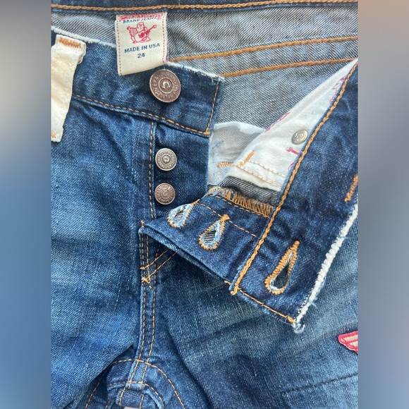 True Religion Boyfriend Patch Low Rise Jeans Size 24 - Picture 7 of 10